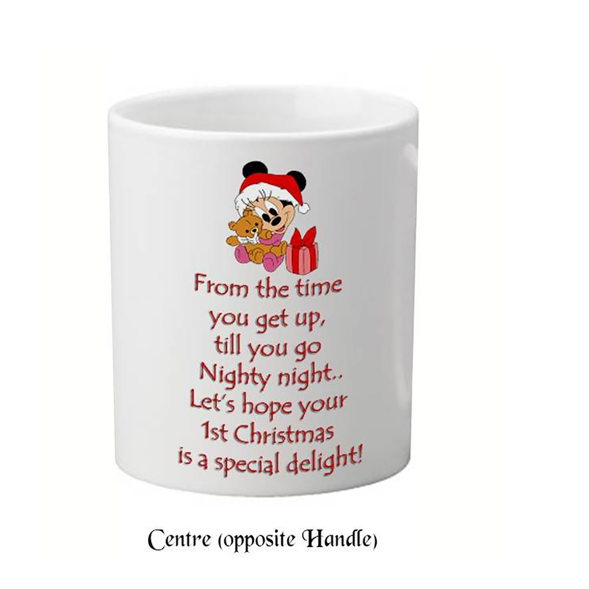 Babys First Christmas Mug - Minnies Presents with Photo